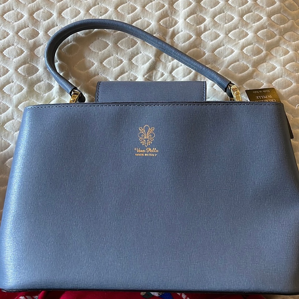 Genuine Italian Leather Light Blue Purse